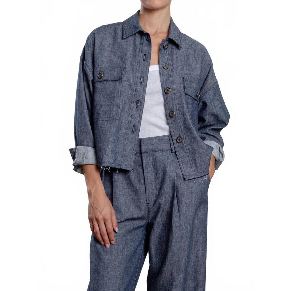 NEW PHARAOH izzy linen twill shirt in denim